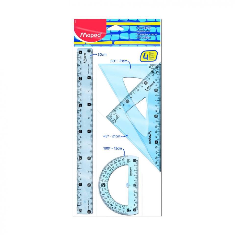 ESTUCHE GEOMETRICO 4 PIEZAS MAPED